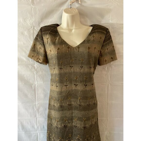 Vintage Y2K S.L. Fashions Dress Women 8 Green Floral Embroidered Maxi Boho Fairy - Picture 5 of 12